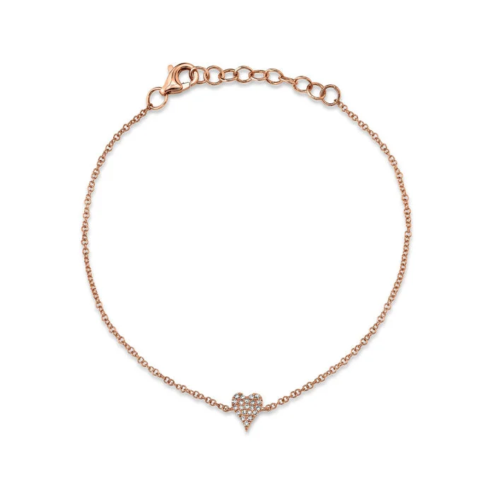 Women’s diamond bangle-14K Rose Gold Diamond Heart Bracelet by Shy Creation