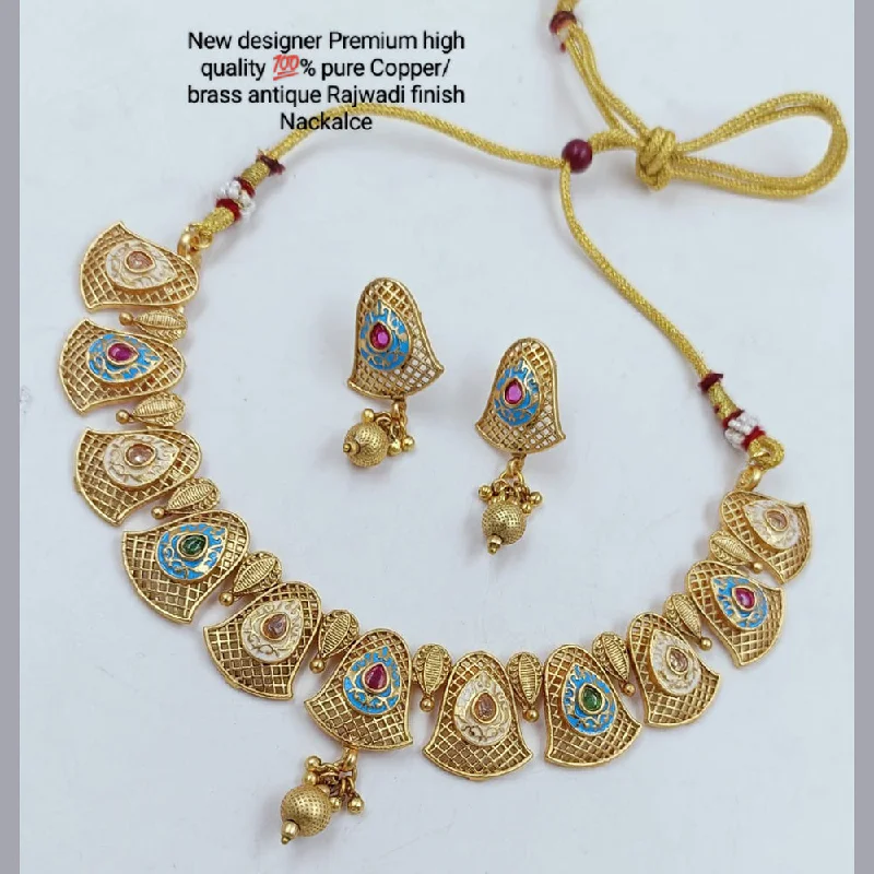 Women’s engraved necklace-Manisha Jewellery Gold Plated Pota Meenakari Necklace Set