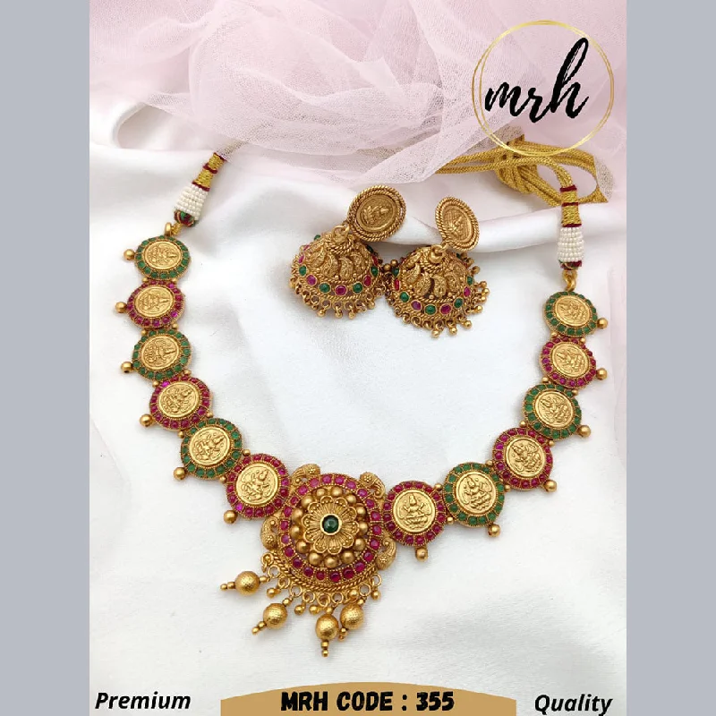 Women’s statement necklace-Jewel Addiction Gold Plated Temple Necklace Set