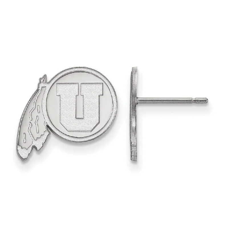 Women’s engagement earrings-14k White Gold University of Utah Small Post Earrings