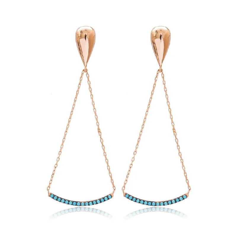 Women’s pearl drop earrings-Turquoise Drop Earrings - Sterling Silver