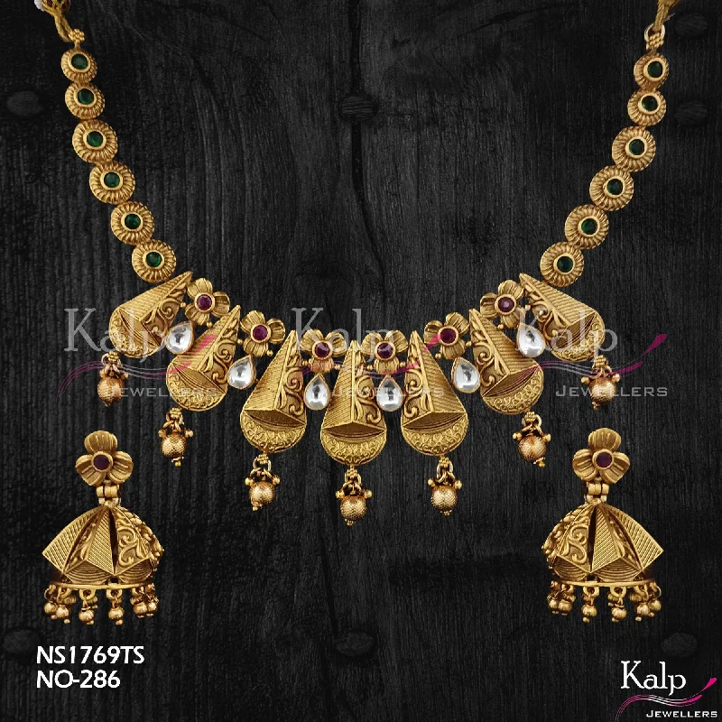 Women’s gemstone necklace-Kalp Jewellers Copper Gold Plated Necklace Set