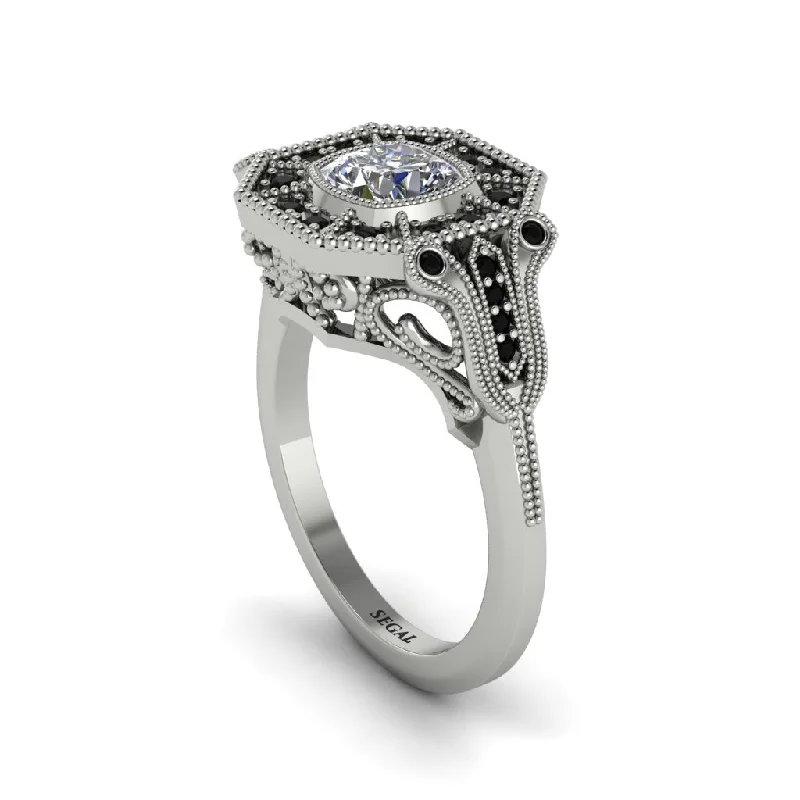 Women’s bridal engagement ring-Diamond Cushion Cut Art Deco Engagement Ring - Kristin No. 33