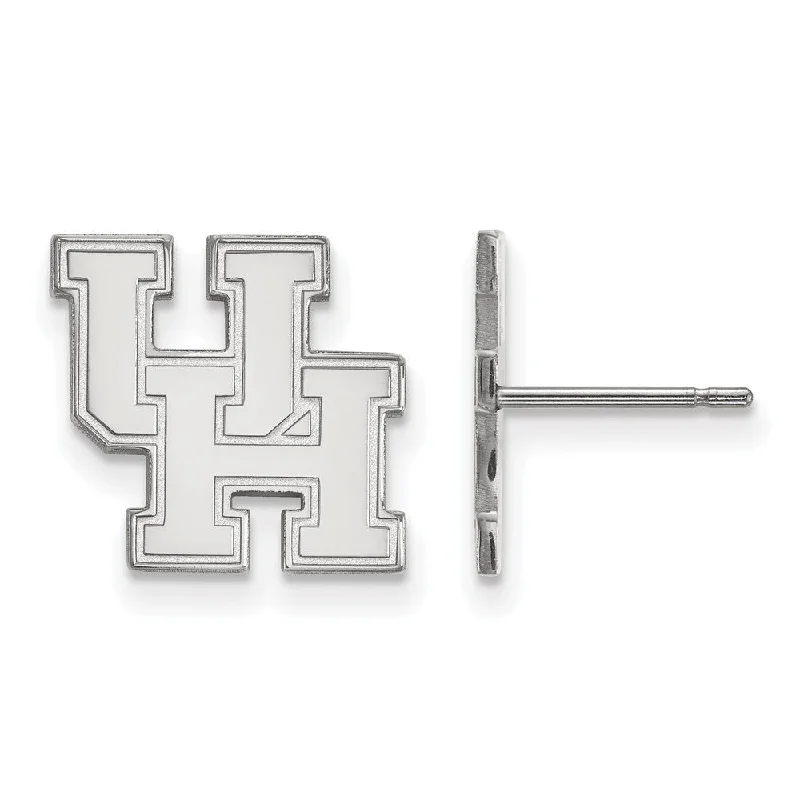 Women’s initial earrings-10k White Gold University of Houston Small Post Earrings