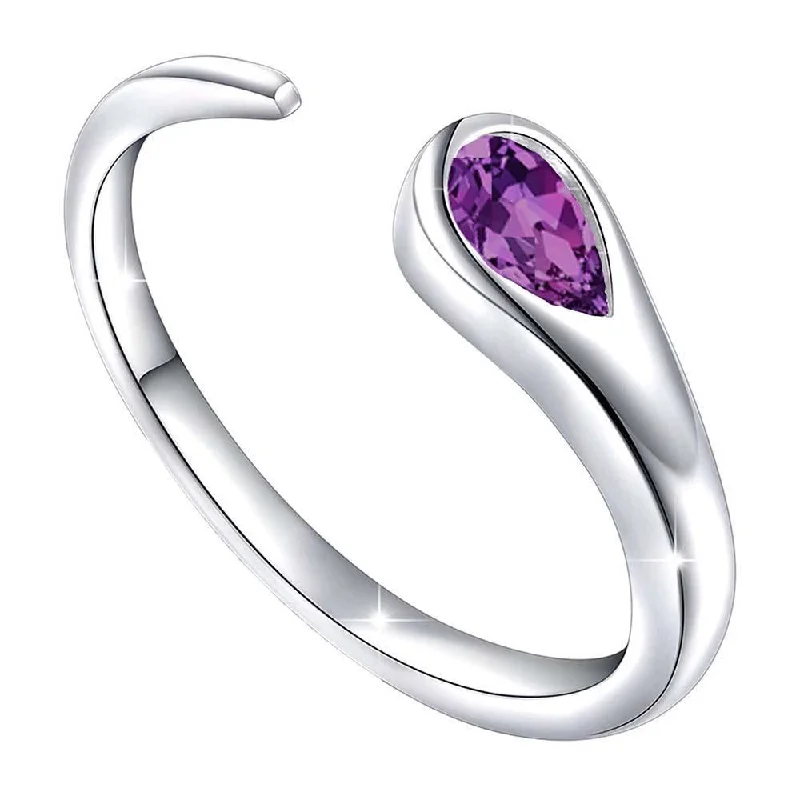 Women’s gemstone halo ring-Mahi Sparkling Purple Cz Open Wrap Adjustable Finger Ring