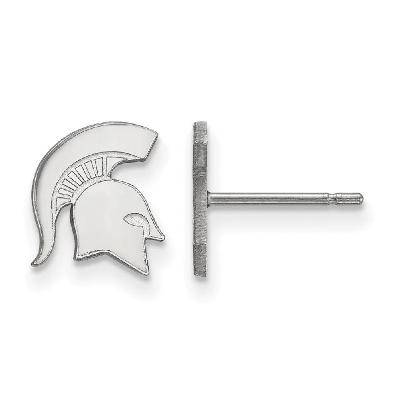 Women’s small hoop earrings-14k White Gold Michigan State University XS (Tiny) Post Earrings