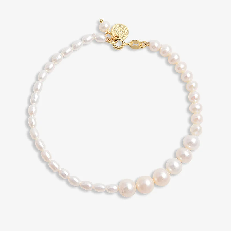 Women’s beaded bangle-Asymmetrical Pearl Bracelet