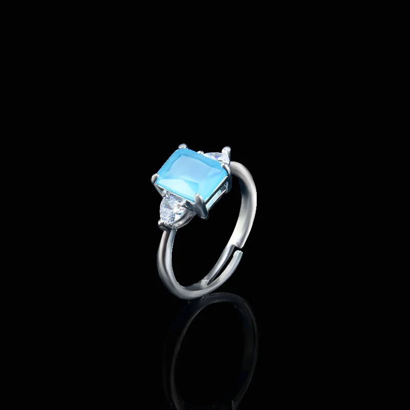 Women’s designer ring-Nipura Baby Blue Zircon Petal Ring