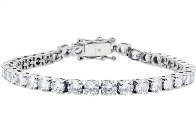 Women’s wedding bangle-Mens Stainless Steel Chain Bracelet With Cubic Zirconia