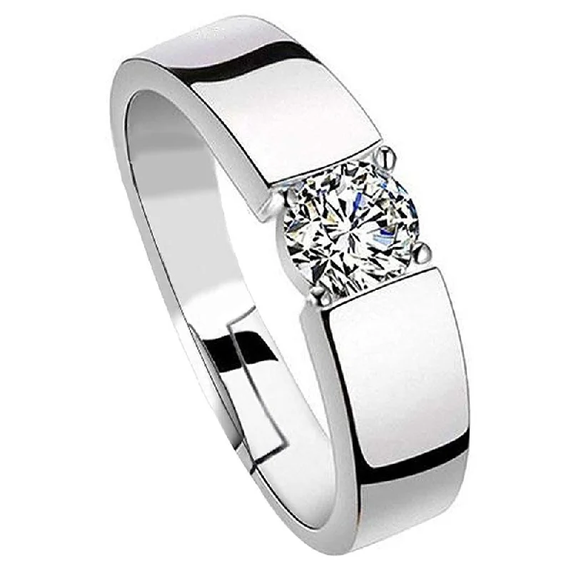 Women’s adjustable ring-Mahi Elegant Classic Solitaire Adjustable Ring With Cubic Zirconia