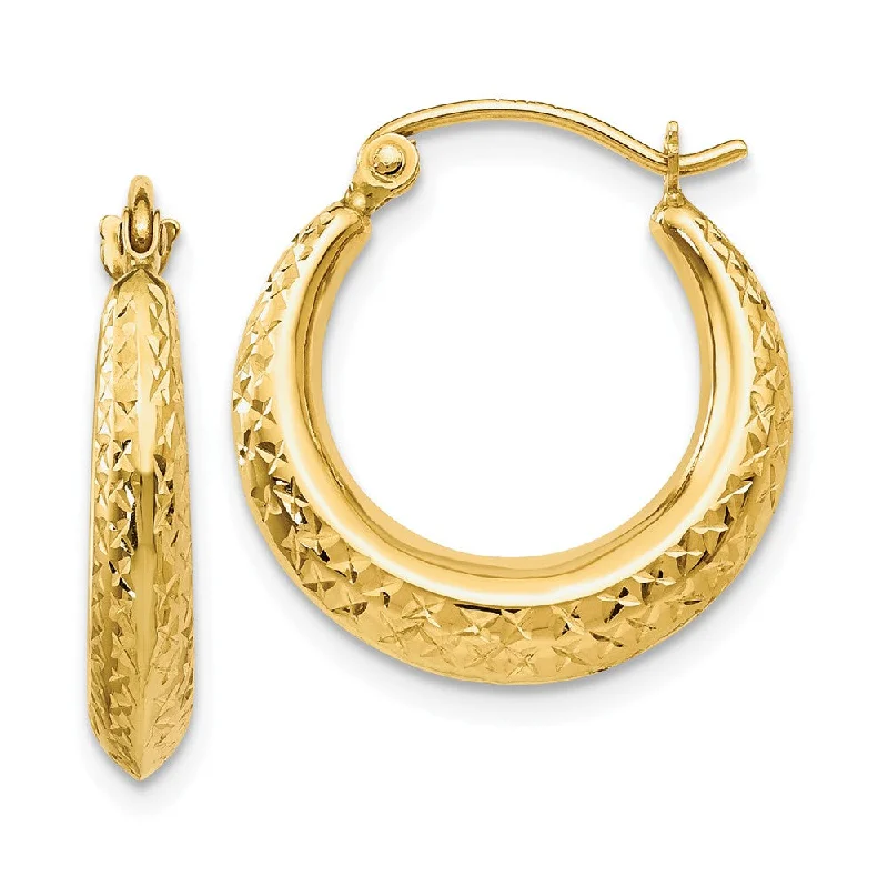 Women’s cubic zirconia earrings-Textured Hollow Round Hoop Earrings in 14k Yellow Gold