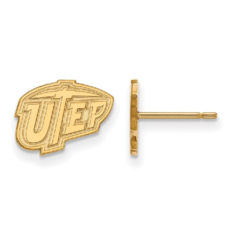 Women’s black earrings-14k Gold Plated Silver University of Texas El Paso Post Earrings