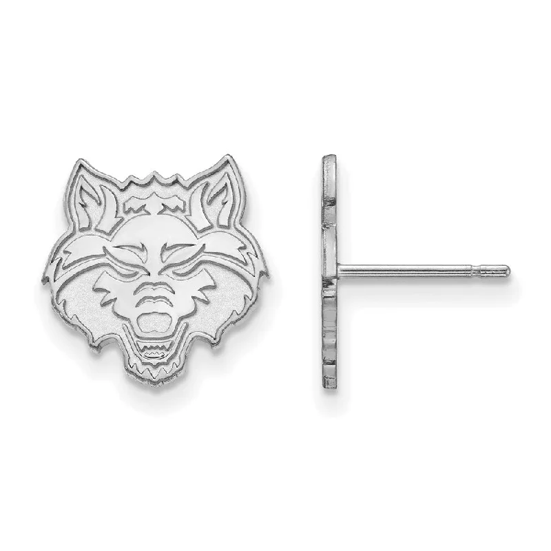 Women’s statement stud earrings-10k White Gold Arkansas State University Small Post Earrings