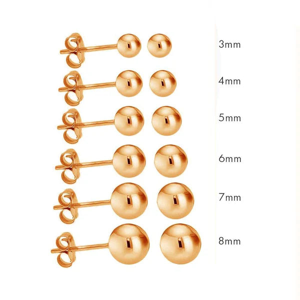 Women’s oversized earrings-Rose Gold Plated 925 Sterling Silver Bead Stud Earrings