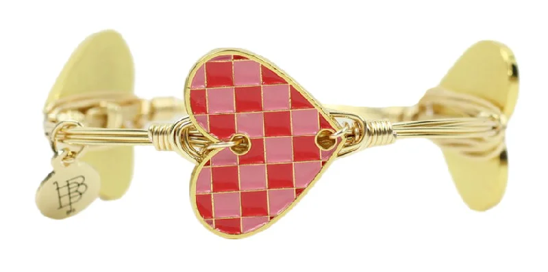 Women’s simple bracelet-The Checkered Heart Bangle Bracelet