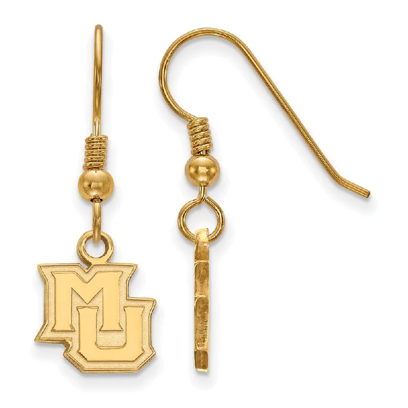 Women’s geometric stud earrings-14k Gold Plated Silver Marquette University XS (Tiny) Dangle Earrings