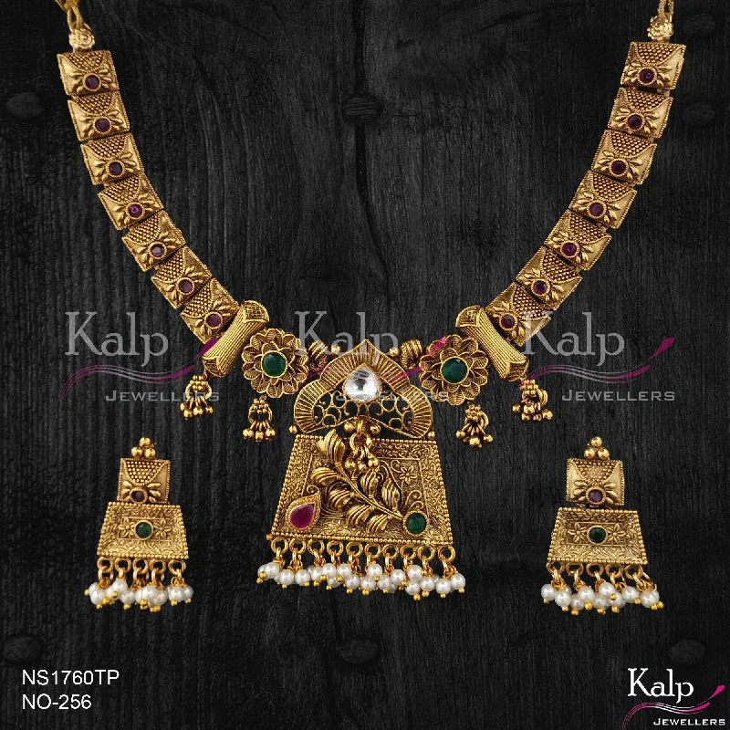 Women’s charm necklace-Kalp Jewellers Copper Gold Plated Necklace Set