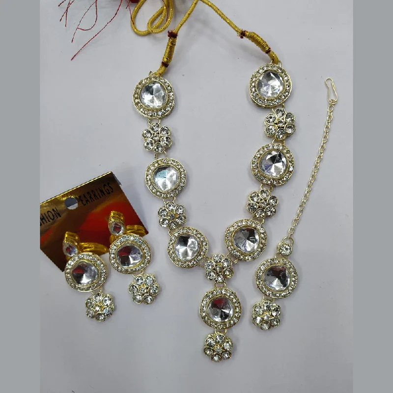 Women’s anniversary necklace-Manisha Jewellery Gold Plated Austrian Stone And Crystal Stone Necklace Set