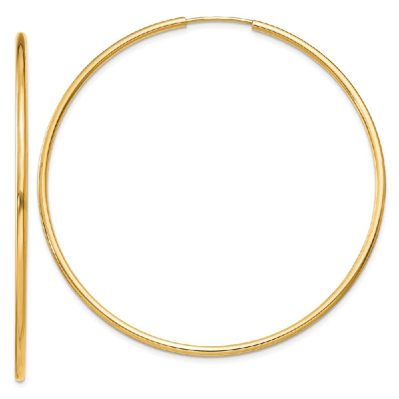 Women’s silver drop earrings-1.5mm x 52mm 14k Yellow Gold Polished Round Endless Hoop Earrings