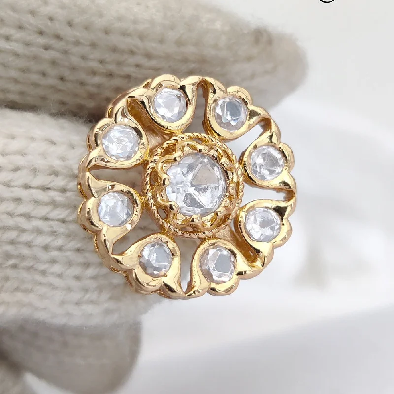 Women’s diamond anniversary ring-Jewel Addiction Gold Plated Kundan Adjustable Ring