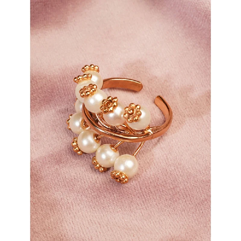 Women’s vintage ring-Suhani Pittie Pearl Ivy Gold Plated Tree Ring