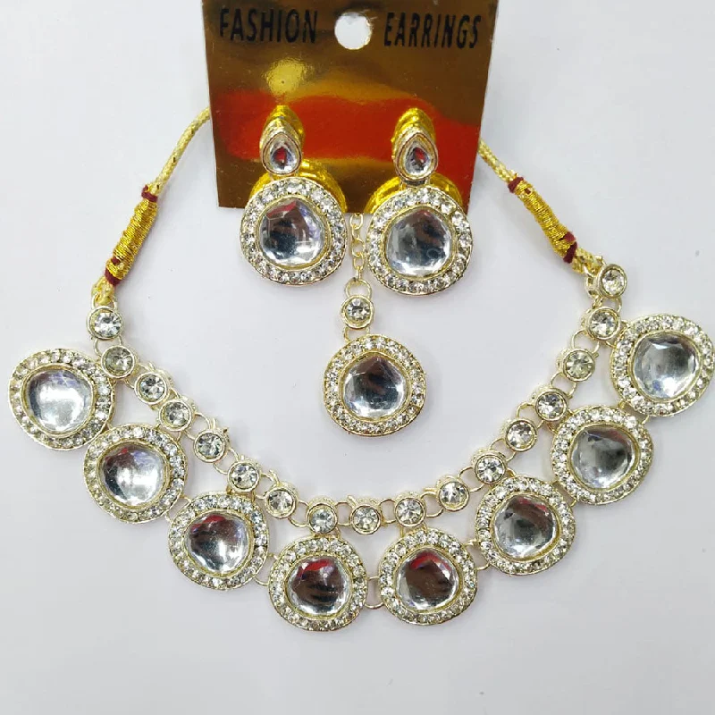 Women’s circle necklace-Manisha Jewellery Gold Plated Austrian Stone And Crystal Stone Necklace Set