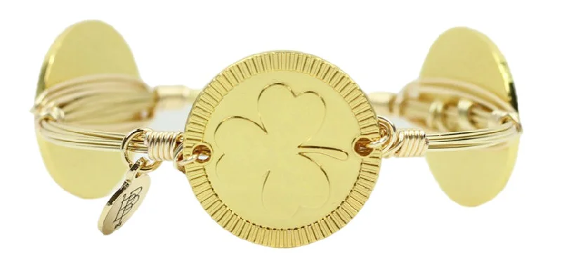 Women’s modern bracelet-The Gold Shamrock Bangle Bracelet