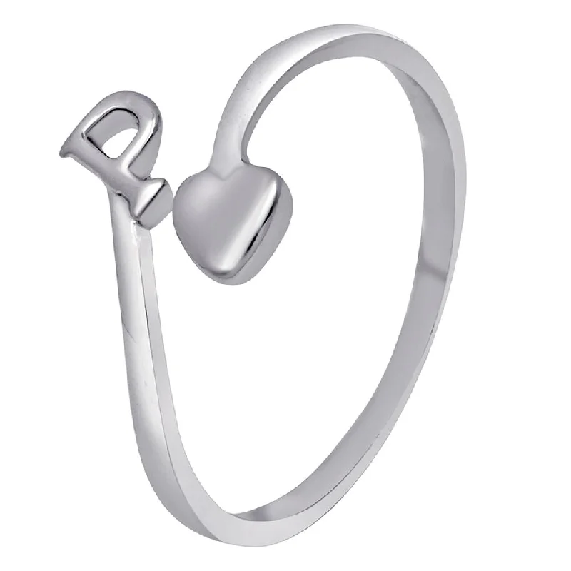 Women’s classic ring-Mahi Rhodium Plated 'P' Initial and Heart Adjustable Finger Ring for Women (FR1103122R)