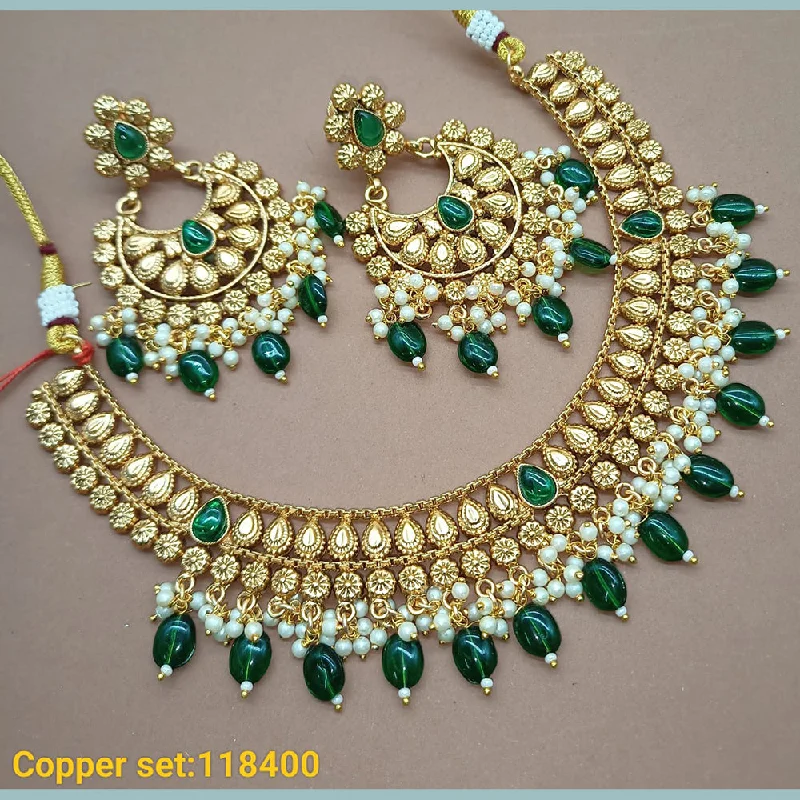 Women’s fashion-forward necklace-Padmawati Bangles Copper Gold Plated Necklace Set