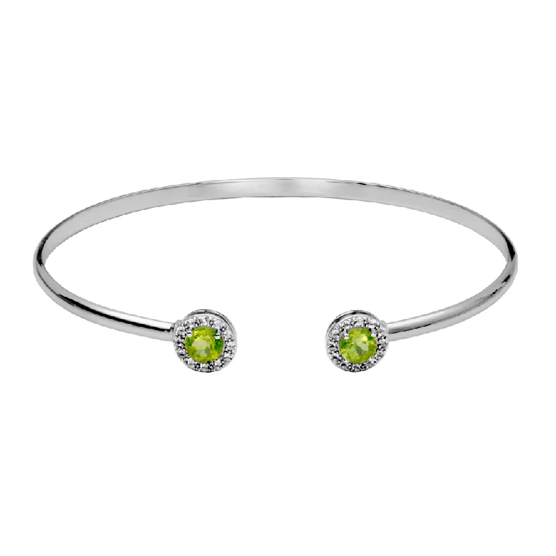 Women’s monogram bracelet-Sterling Silver Peridot & White Topaz Halo Cuff Bracelet by Samuel B.