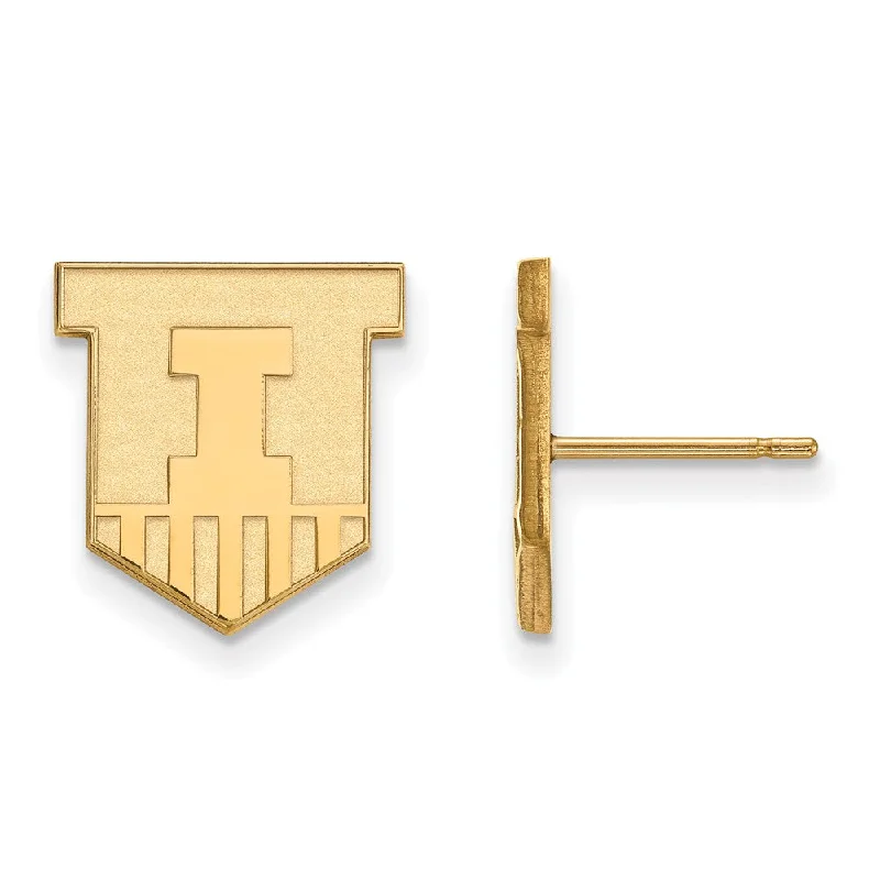 Women’s fashion earrings-14k Gold Plated Silver University of Illinois Small Post Earrings