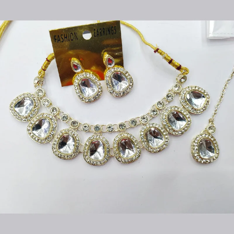 Women’s diamond necklace-Manisha Jewellery Gold Plated Austrian Stone And Crystal Stone Necklace Set