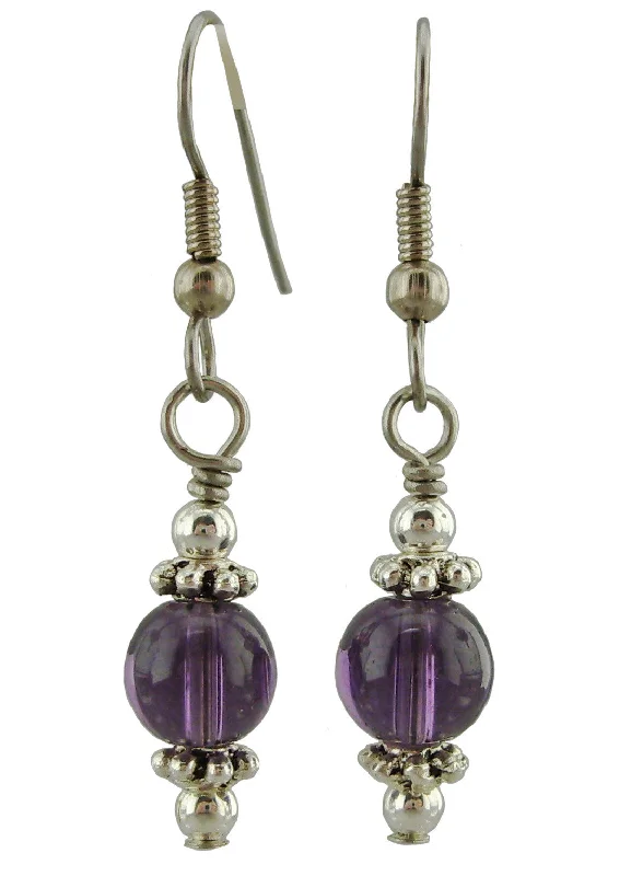 Women’s cubic zirconia earrings-Purple Drop Earrings