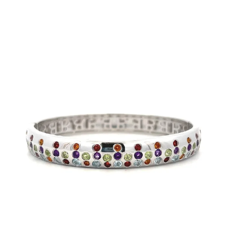 Women’s wedding bracelet-Sterling Silver Multi Gemstone Bangle Bracelet by Samuel B.