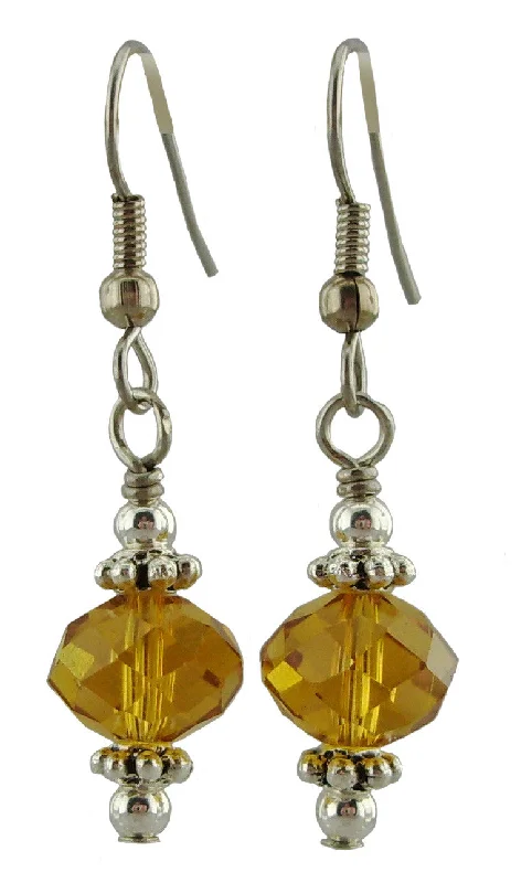 Women’s long drop earrings-Amber Sparkle Earrings