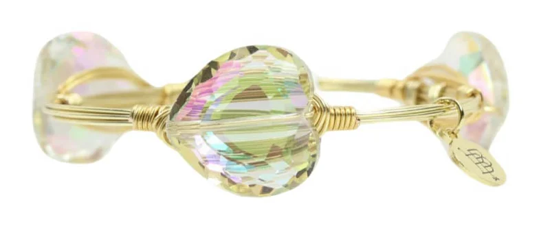 Women’s gold bangle-The Iridescent Heart Bangle Bracelet