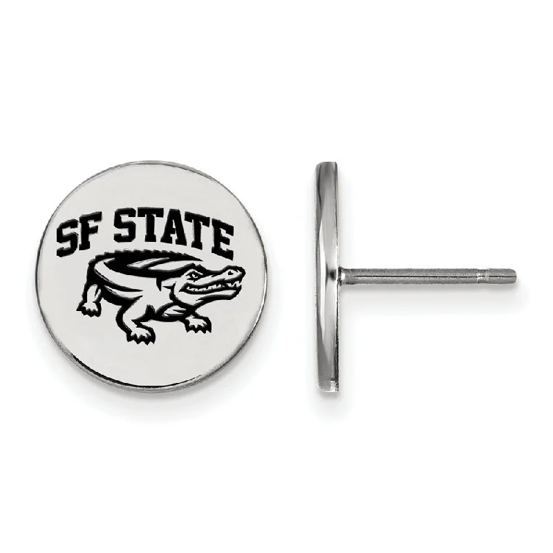 Women’s wedding earrings-Sterling Silver San Francisco State U Small Enamel Disc Earrings