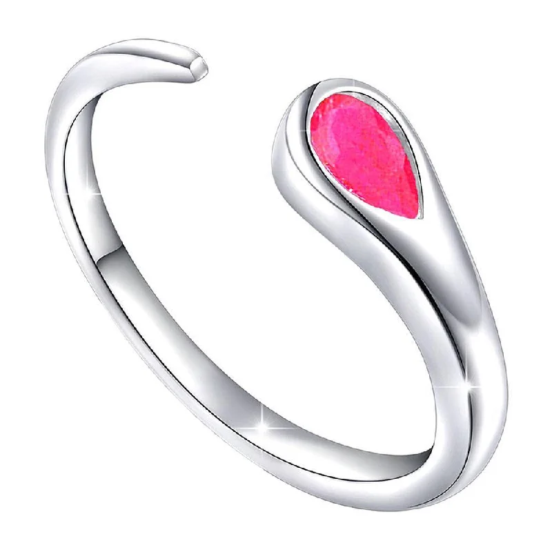 Women’s diamond anniversary ring-Mahi Glorious Solitaire Pink Ruby Open Wrap Adjustable Finger Ring