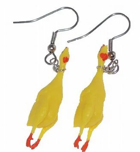 Women’s classic hoop earrings-Rubber Chicken, Earrings