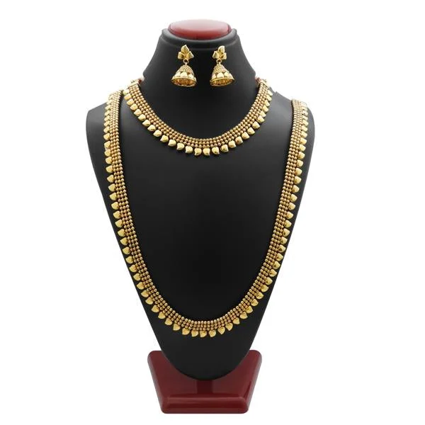 Women’s bohemian-style necklace-Darshana Jewels Double Copper Necklace Set - FAP0117