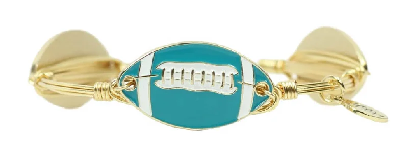 Women’s gemstone bangle-The Football Bangle Bracelet - Teal