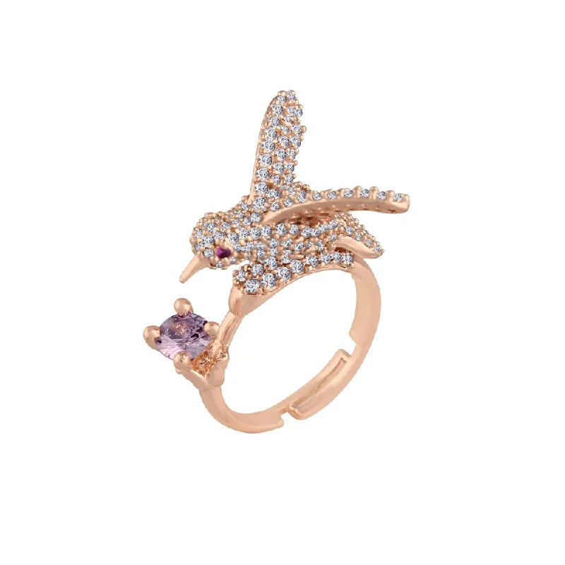 Women’s birthstone gemstone ring-Etnico Rose Gold-Plated Adjustable Ring (Women)