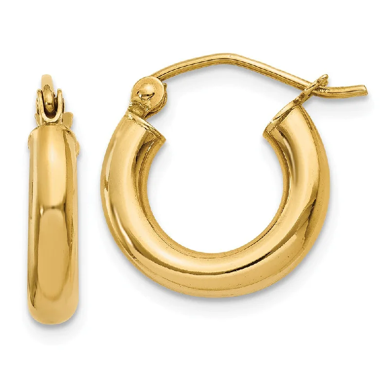 Women’s celestial earrings-3mm, 14k Yellow Gold Classic Round Hoop Earrings, 13mm (1/2 Inch)