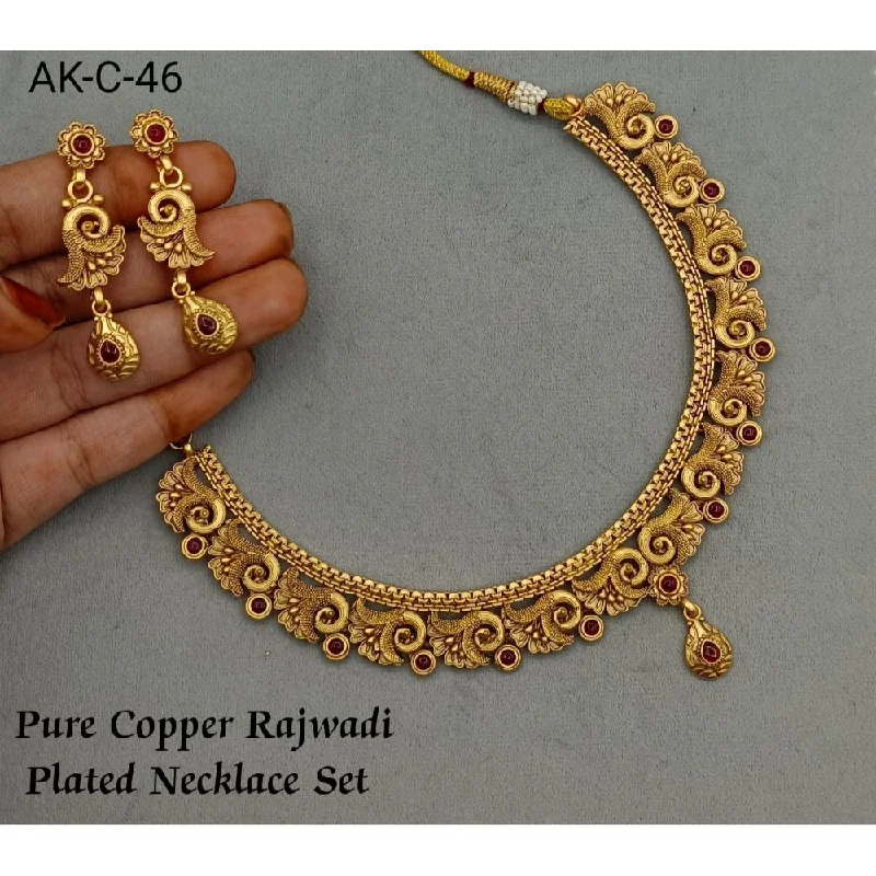 Women’s infinity necklace-Akruti Collection Copper Plated Pota Stone Necklace Set