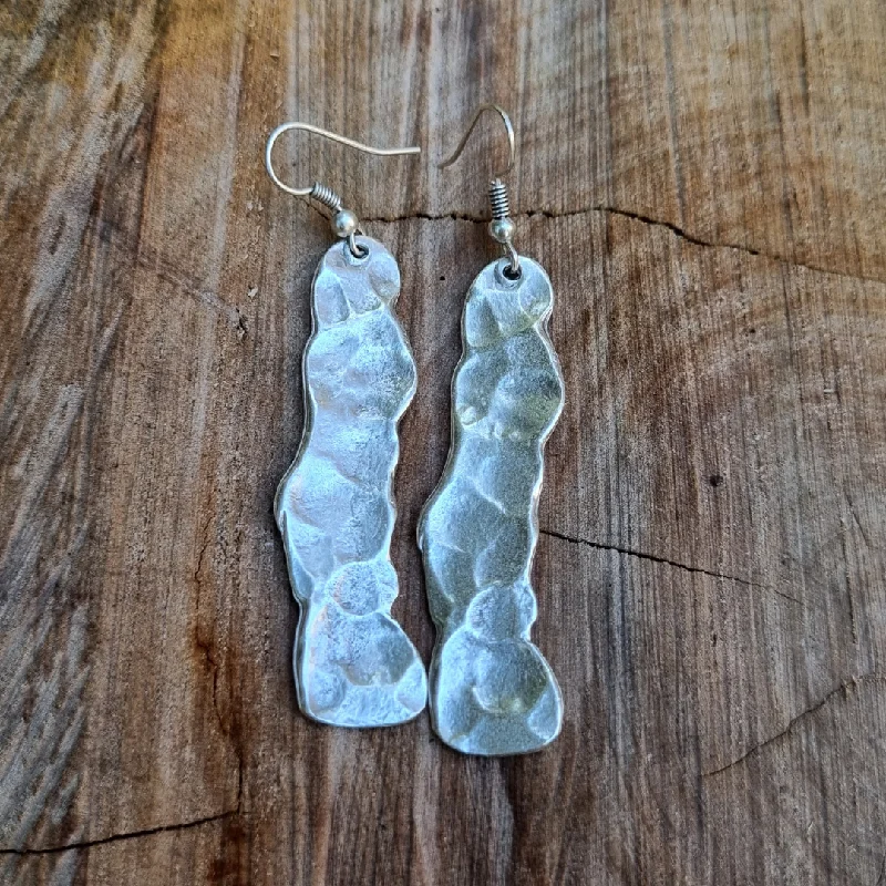 Women’s gemstone earrings-Anatolian Boho Earrings - "Hammered Waterfall Drop Earrings"