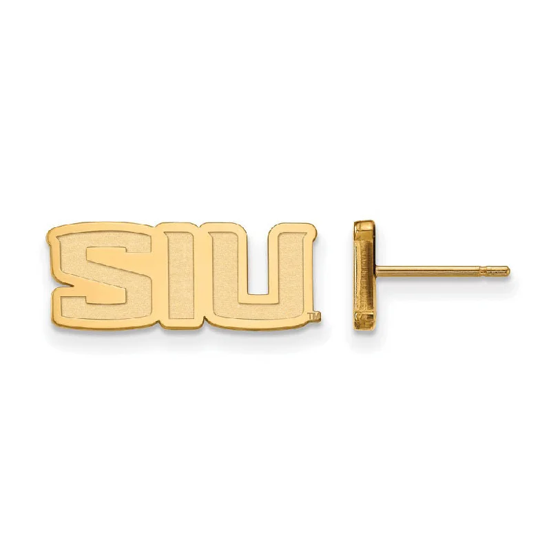 Women’s square earrings-14k Yellow Gold Southern Illinois University XS (Tiny) Post Earrings