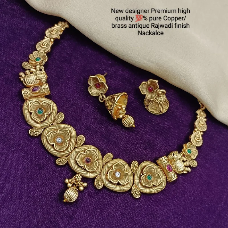 Women’s layered gold necklace-Manisha Jewellery Gold Plated Pota Stone Necklace Set