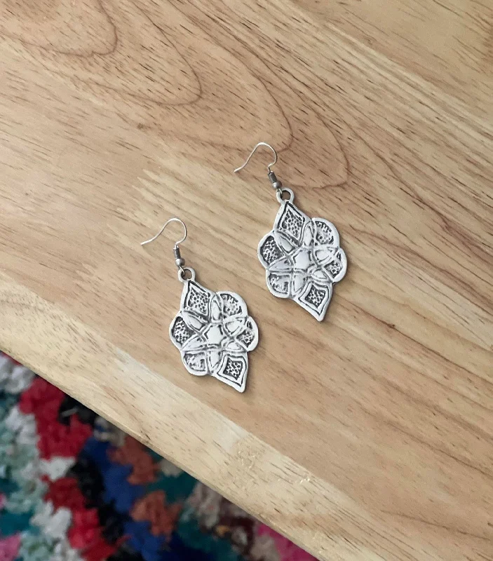 Women’s silver dangly earrings-Anatolian Boho Earrings - "Flora"