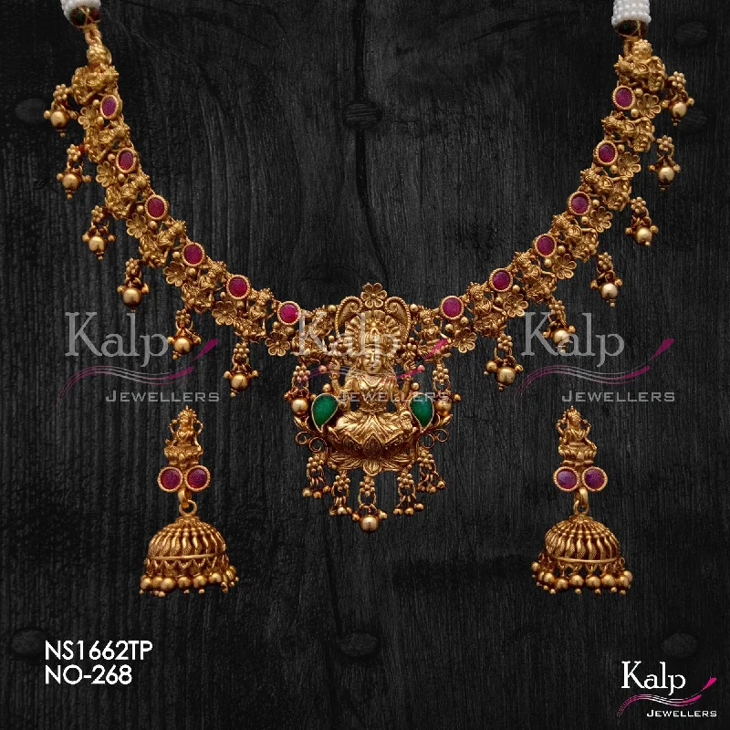 Women’s crystal necklace-Kalp Jewellers Copper Gold Plated Necklace Set