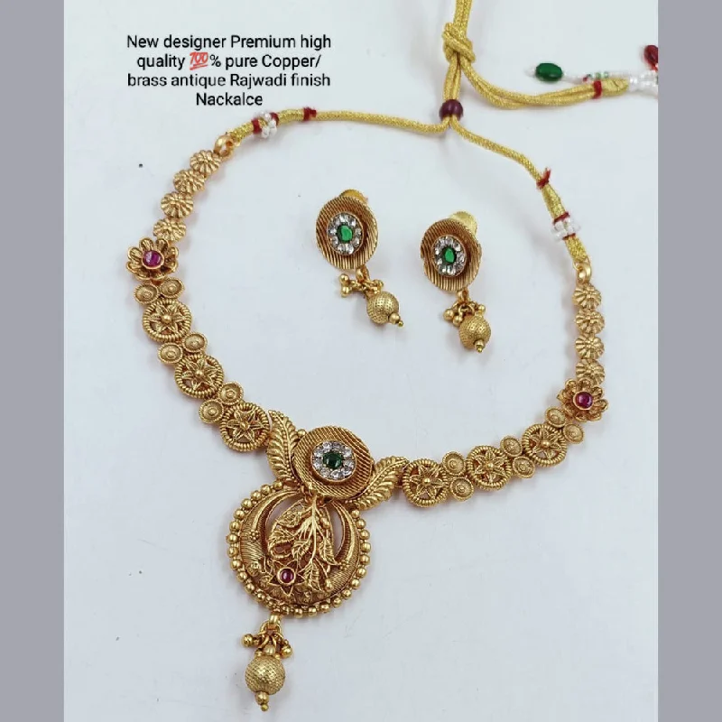 Women’s classic pearl necklace-Manisha Jewellery Gold Plated Pota Stone Necklace Set